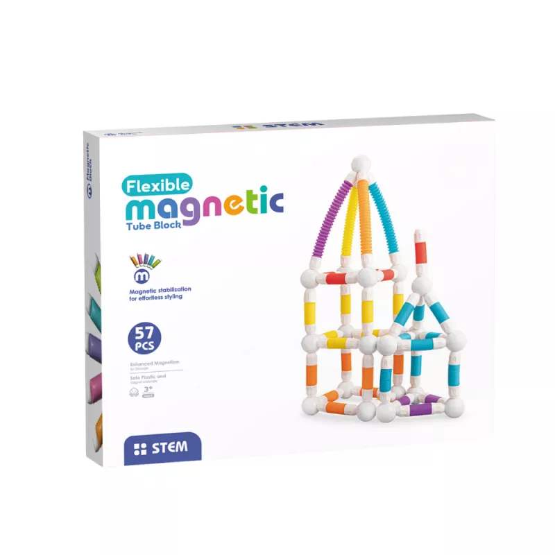 Set de constructie STEM magnetic -  Tuburi flexibile (57 piese), [],bestfam.ro