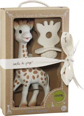 Set Girafa Sophie + figurina din cauciuc pentru rontait - So pure - Sophie la Girafe, [],bestfam.ro