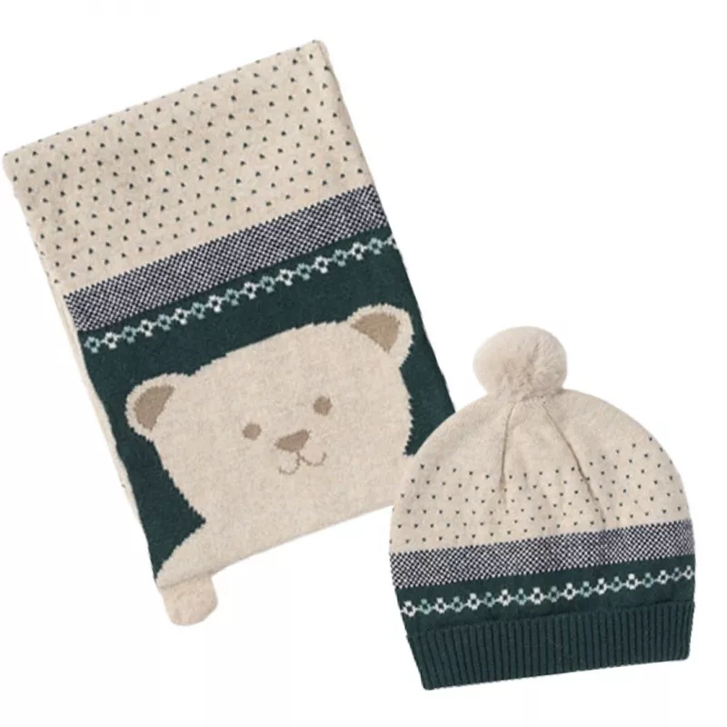 Set Gri caciula si fular ursulet bebe  - Mayoral    12 luni (80 cm), [],bestfam.ro