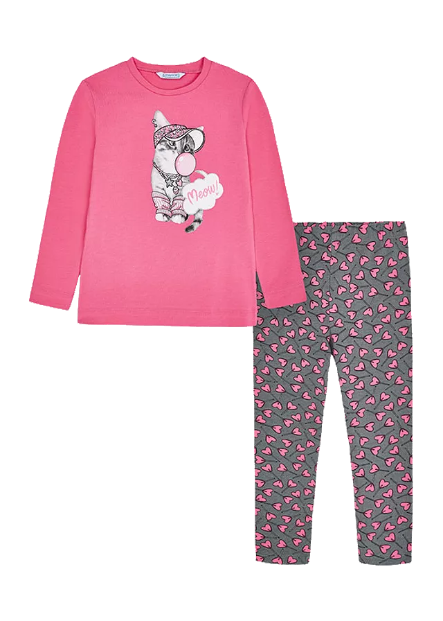 Set leggings imprimeu pisica - ECOFRIENDS, fetita - Mayoral 5 ani, [],bestfam.ro