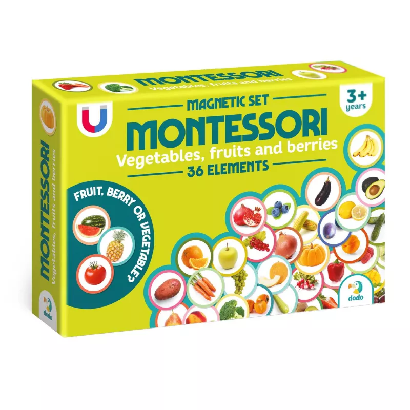 Set magneti Montessori - Fructe si legume, [],bestfam.ro