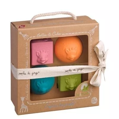 Set mingi si cuburi - Colectia So Pure - Sophie la Girafe, [],bestfam.ro