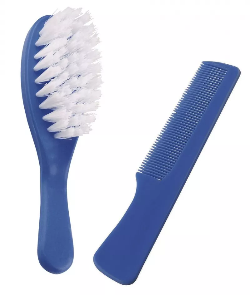 Set perie si pieptan pentru bebelusi - Blue indigo - Thermobaby, [],bestfam.ro