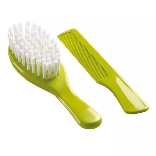 Set perie si pieptan pentru bebelusi - Verde - Thermobaby, [],bestfam.ro