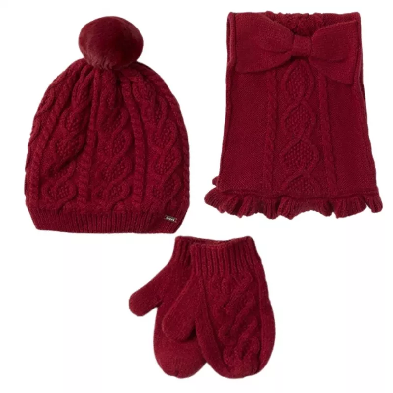 Set Rosu caciula cu fular si manusi  - Mayoral   24 luni (92 cm), [],bestfam.ro