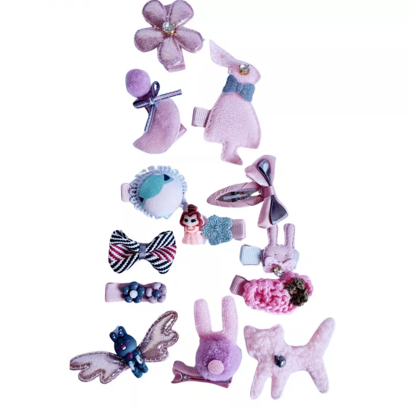 Set Roz 24 de accesorii pentru par - Drool , [],bestfam.ro