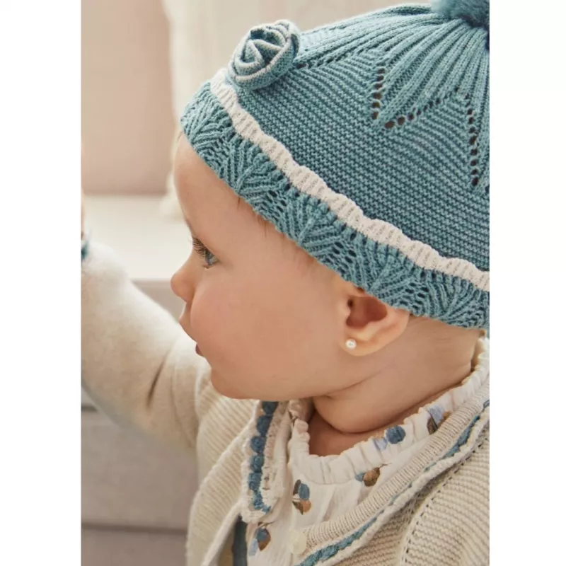 Set Roz Piersica caciula si manusi pentru nou-nascut ECOFRIENDS- Mayoral   3 luni, [],bestfam.ro