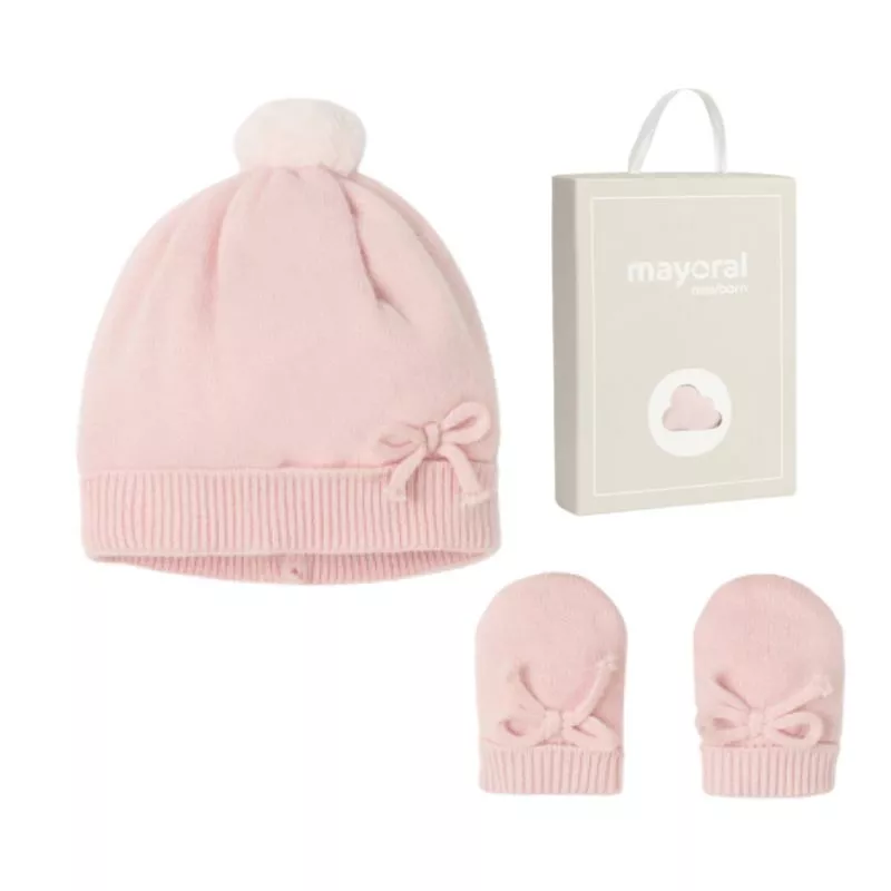 Set Roz Piersica caciula si manusi pentru nou-nascut ECOFRIENDS- Mayoral   18 luni, [],bestfam.ro