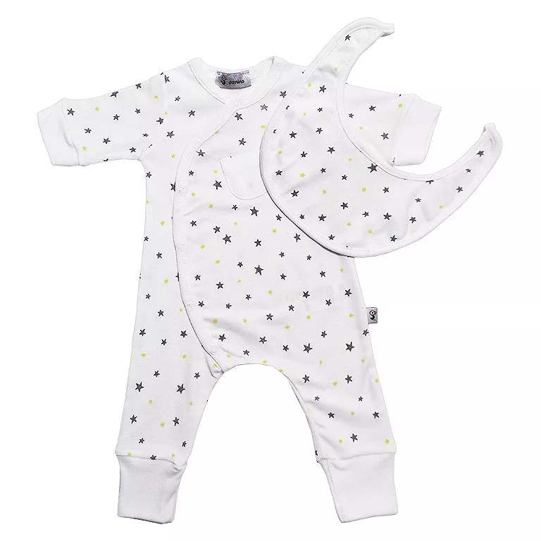 Set salopeta cu maneca lunga Stelute cu Baveta 1 luna, [],bestfam.ro