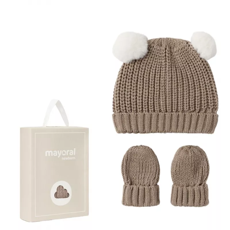 Set Tiramisu caciula si manusi pentru nou-nascut ECOFRIENDS- Mayoral  12 luni, [],bestfam.ro