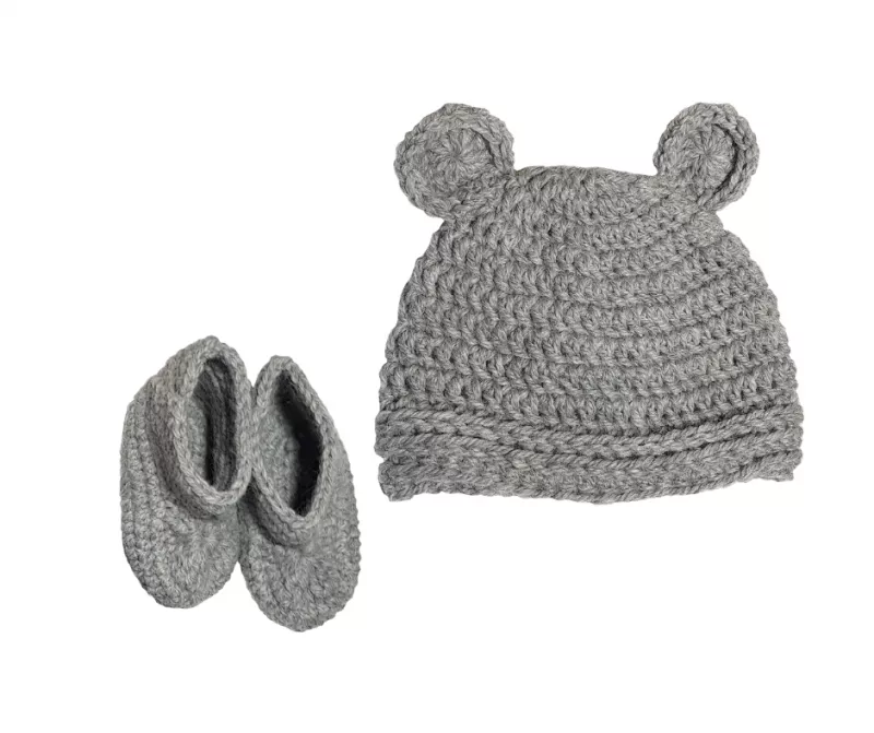 Set - Caciulita si botosi - Ursulet gri - Maimutzeria Tiarra 6-12 luni, [],bestfam.ro