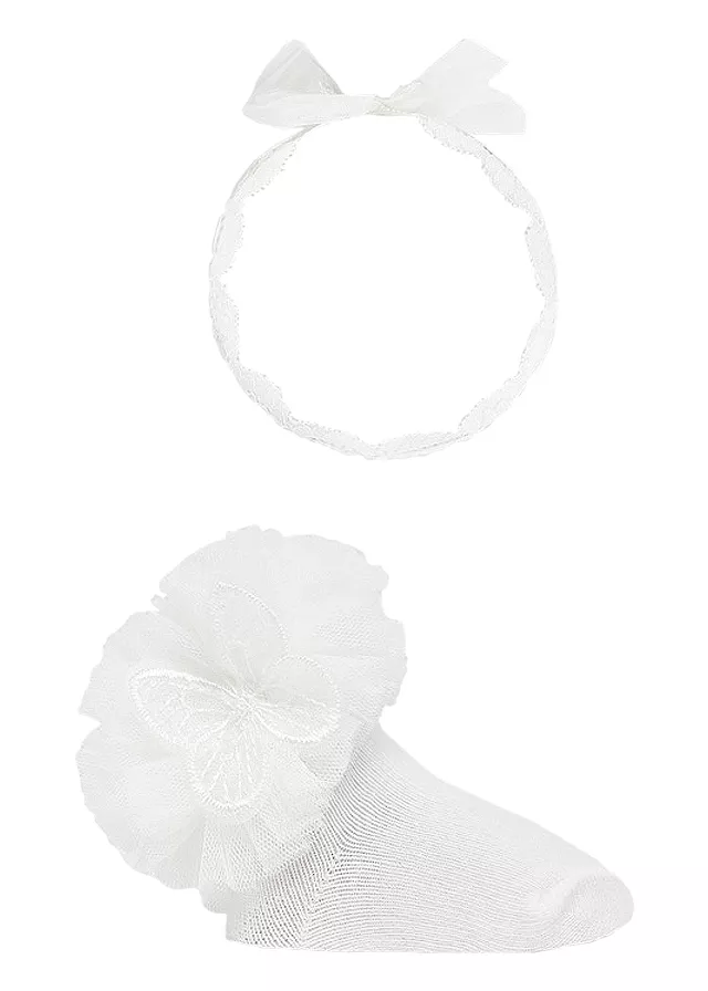 Sosete elegante si bentita  - Alb - Mayoral   18 luni, [],bestfam.ro