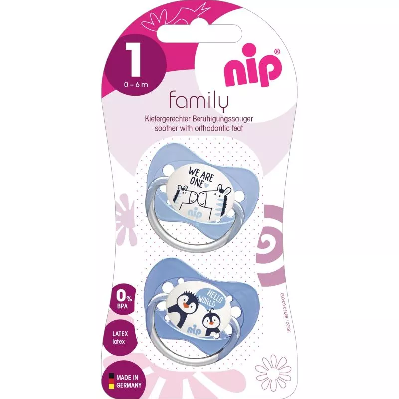 Suzeta Family Latex marimea 1 (0 - 6 luni), nip 31000 pinguin/zebra, [],bestfam.ro