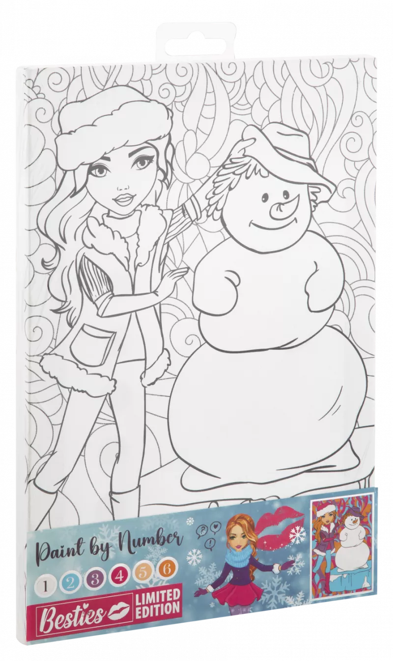 Tablou pictura pe numere - Distractie cu omul de zapada, [],bestfam.ro