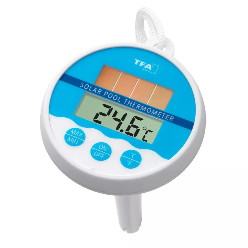 Termometru digital plutitor pentru piscina, cu mini-panou solar si baterie de back-up, TFA 30.1041, [],bestfam.ro