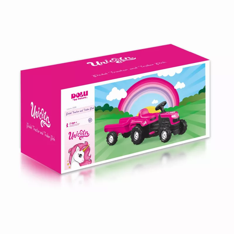 Tractor cu pedale si remorca - Unicorn, [],bestfam.ro