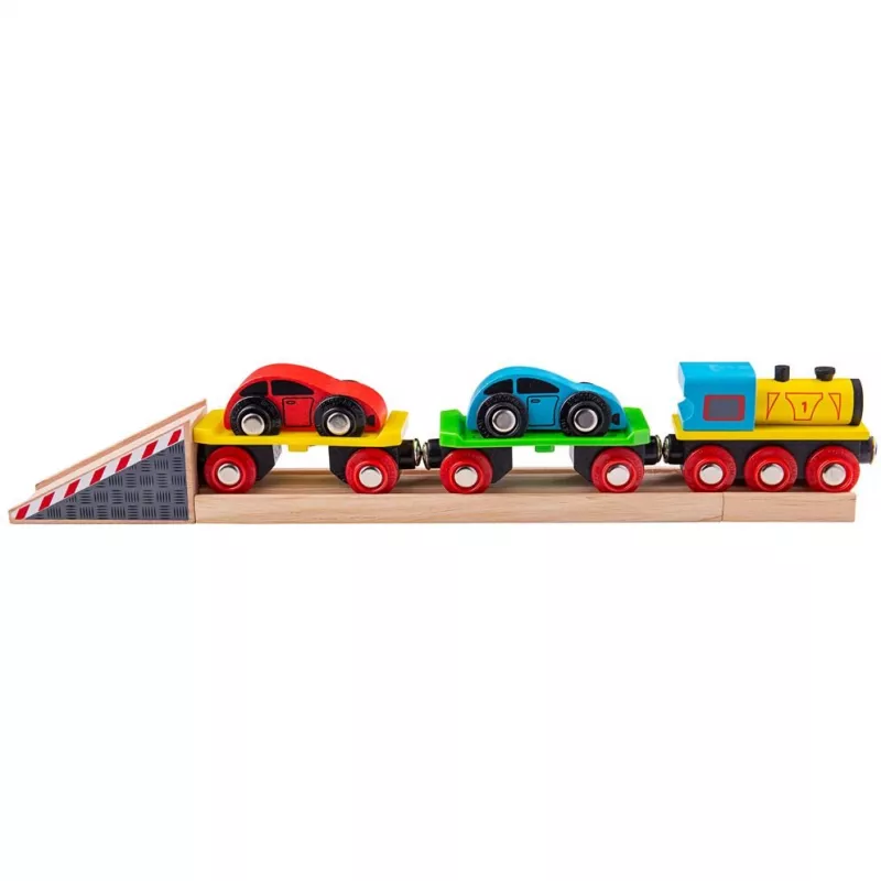 Trenulet cu platforma auto - BigJigs, [],bestfam.ro