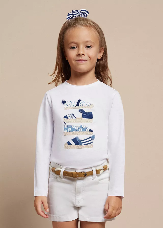 Tricou alb cu elastic par, Better Cotton, fetita - Mayoral  , [],bestfam.ro