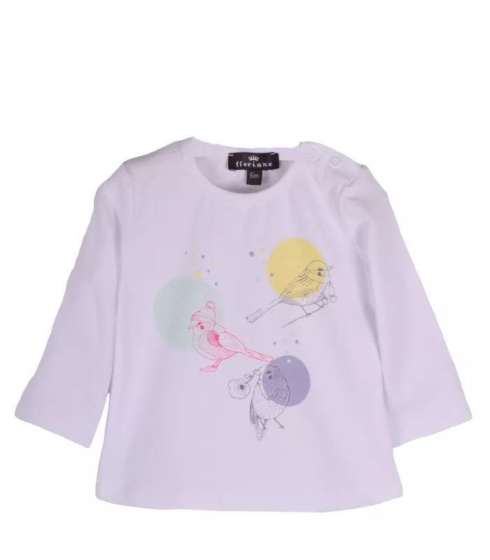 Tricou alb cu maneca lunga Birds  12 luni, [],bestfam.ro