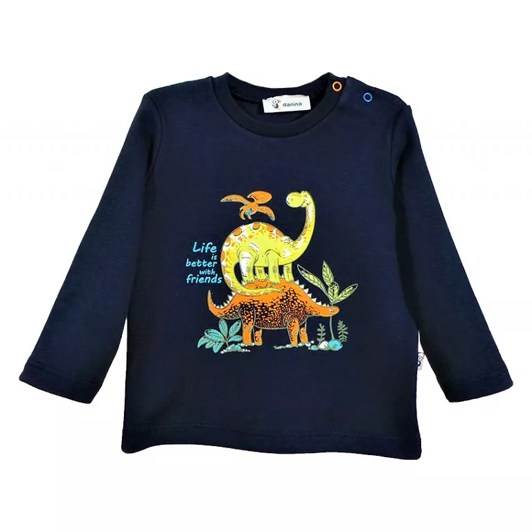 Tricou bleumarin cu maneca lunga Dino Friends, [],bestfam.ro