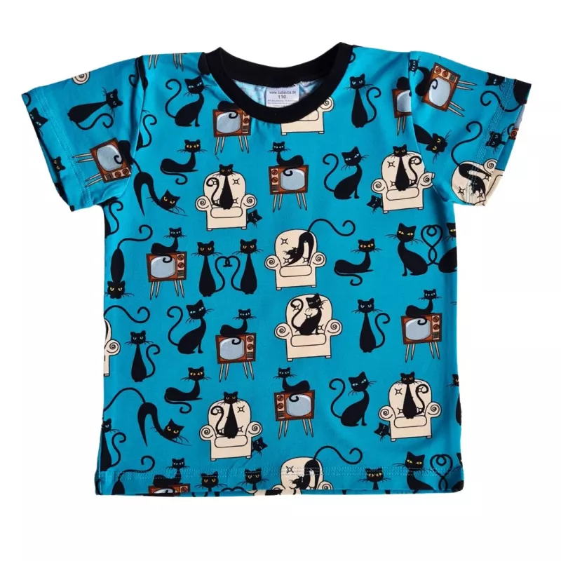 Tricou cu maneca scurta - Pisici in fotoliu 6 ani - 116 cm, [],bestfam.ro
