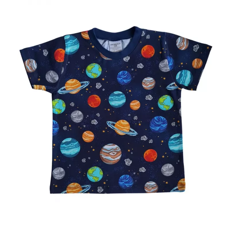 Tricou cu maneca scurta - Planete colorate 5 ani - 110 cm, [],bestfam.ro