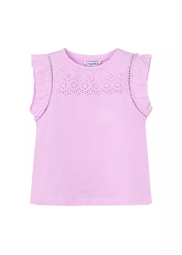 Tricou fara maneci cu perforatii si volane - mov - Mayoral, [],bestfam.ro