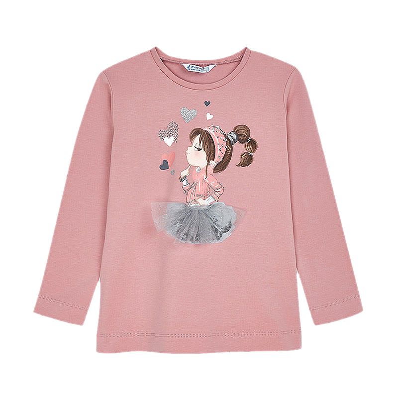 Tricou maneca lunga - Inimioare - Roz - Mayoral, [],bestfam.ro