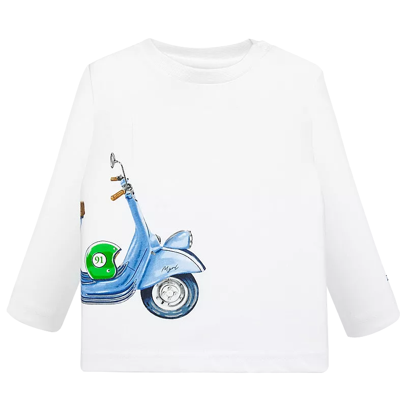 Tricou maneca lunga - Motocicleta - Alb - Mayoral 18 luni, [],bestfam.ro