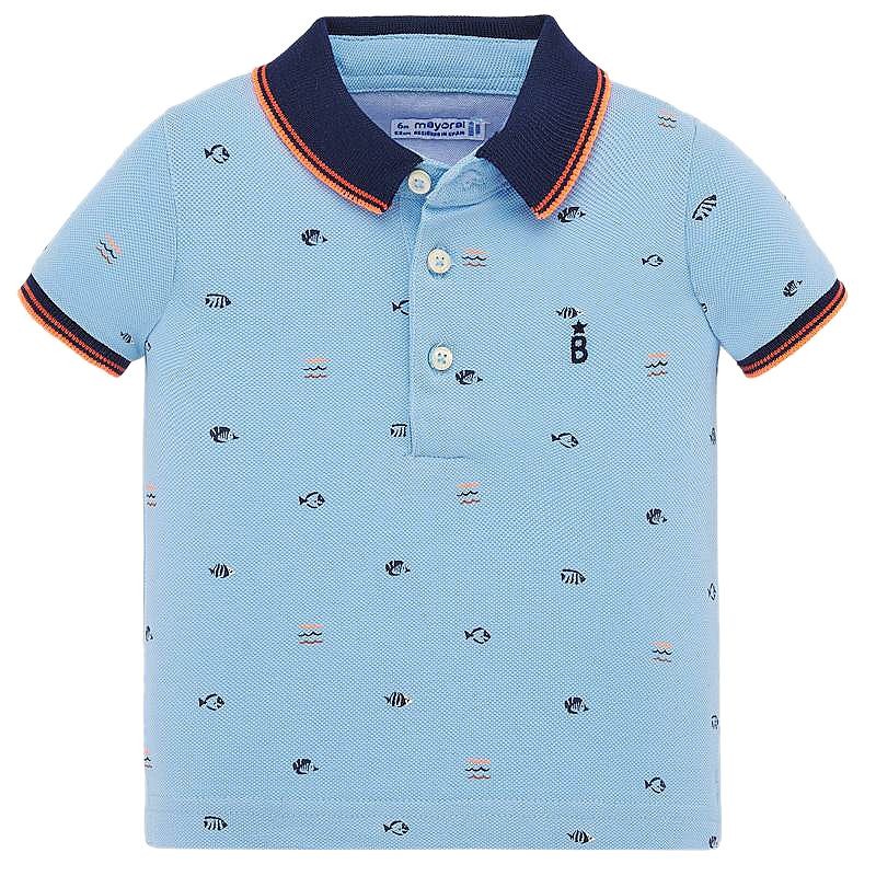 Tricou polo clasic cu maneca scurta si imprimeu - Bleu - Mayoral, [],bestfam.ro
