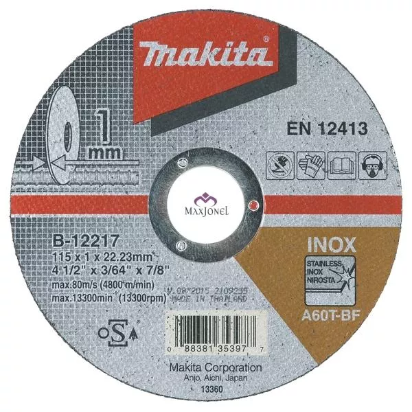 Disc taiere inox, 115x22.2x1 mm Makita - B-12217, [],maxjonel.ro