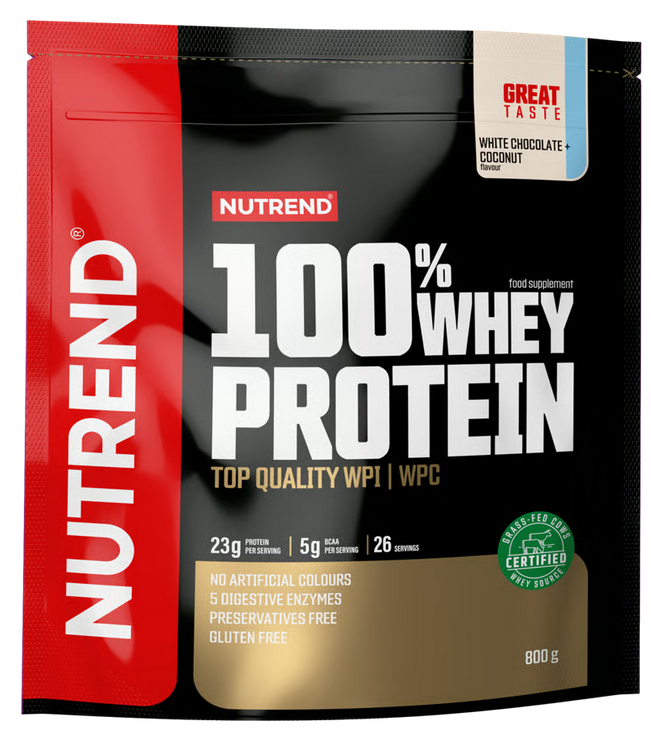 100% Whey Protein 800g Nutrend Proteină premium din zer Ciocolata Alba Cocos, [],advancednutrition.ro