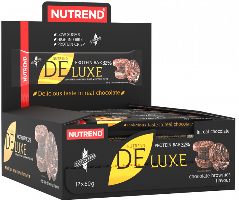 12 Batoane x 60g Deluxe Protein Bar cu 32% Proteine Nutrend Chocolate Brownies, [],advancednutrition.ro