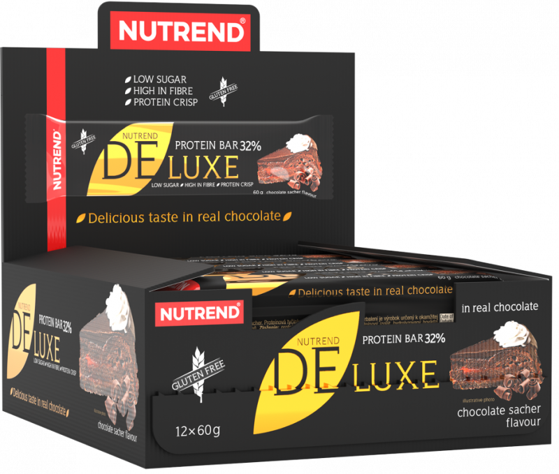 12 Batoane x 60g Deluxe Protein Bar cu 32% Proteine Nutrend Chocolate Sacher, [],advancednutrition.ro