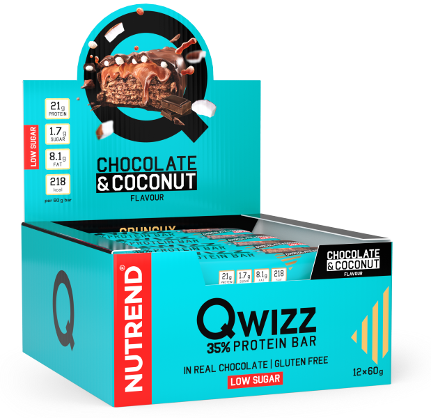 12 Batoane x 60g Qwizz Protein Bar Nutrend Chocolate Coconut, [],advancednutrition.ro