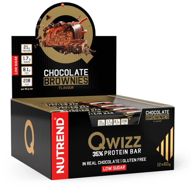 12 Batoane x 60g Qwizz Protein Bar Nutrend Chocolate Brownies, [],advancednutrition.ro