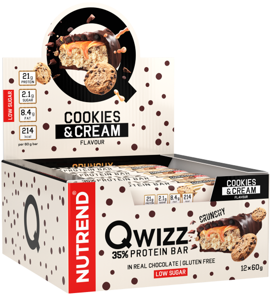12 Batoane x 60g Qwizz Protein Bar Nutrend Cookies Cream, [],advancednutrition.ro