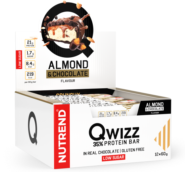 12 Batoane x 60g Qwizz Protein Bar Nutrend Migdale si Ciocolata, [],advancednutrition.ro