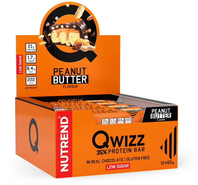 12 Batoane x 60g Qwizz Protein Bar Nutrend Peanut Butter, [],advancednutrition.ro