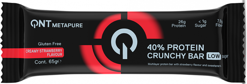 40% Protein Crunchy Bar 65g Capsuni QNT, [],advancednutrition.ro