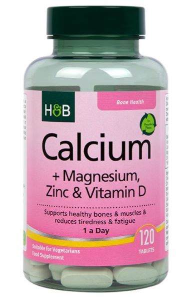 Holland & Barrett Calcium + Magnesium, Zinc & Vitamin D 120 Tablete, [],advancednutrition.ro