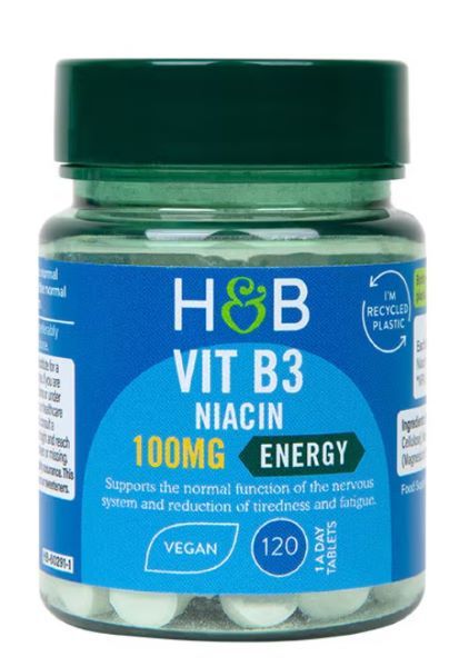 Holland & Barrett Vit B3, 100mg 120 Tablete, [],advancednutrition.ro