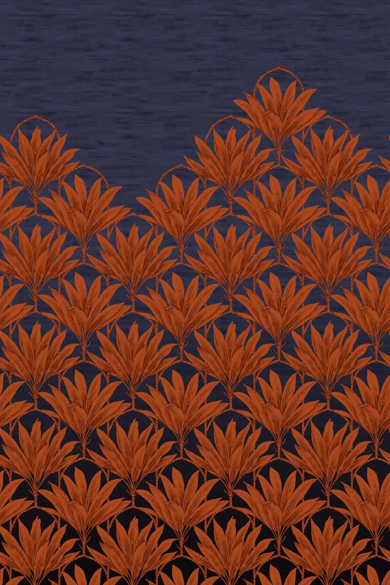 Tapet digital EMIL & HUGO Zanzibar 290263 Bloom Deco coral red & smoke blue