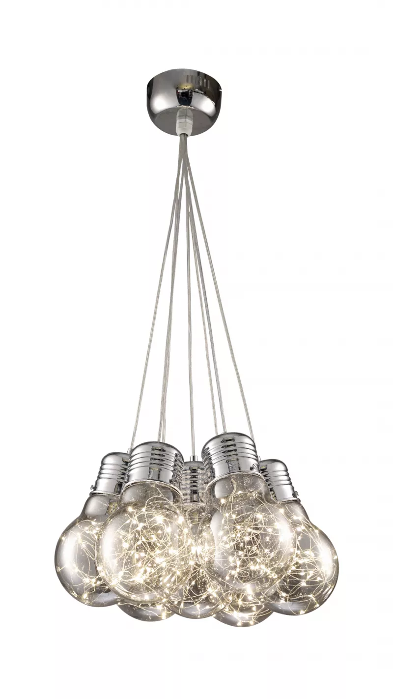 Suspensie Bulbs Sp7 fumuriu crom sticla metal 142008 LED