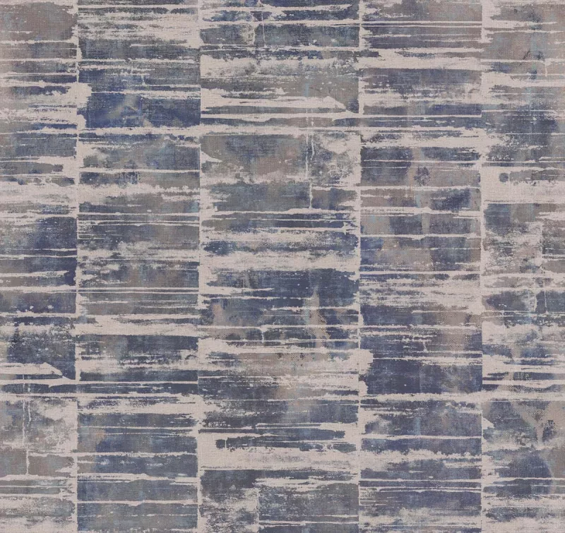 Tapet digital EMIL & HUGO Linen House 302720 Block Print BLUE 3.18m x 3.00m