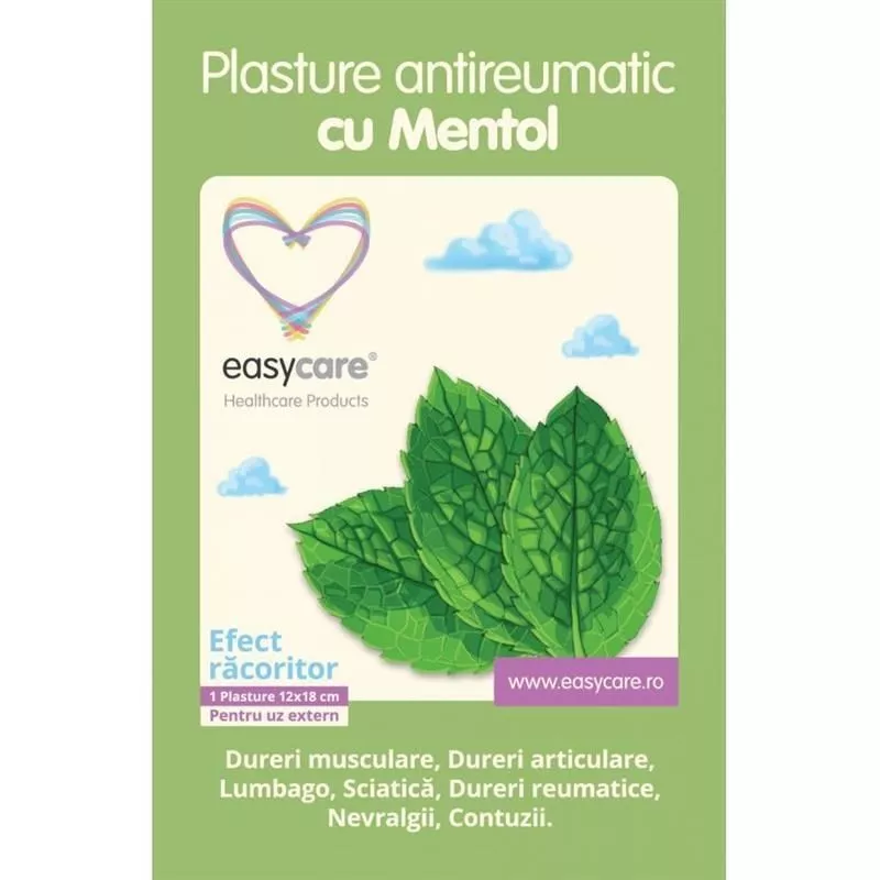 EASYCARE PLASTURI ANTIREUMATICI MENTOL 12X18 CM, [],axafarm.ro