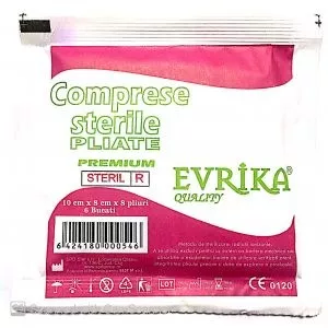 EVRIKA COMPRESE STERILE PLIATE 10CM*8CM, [],axafarm.ro