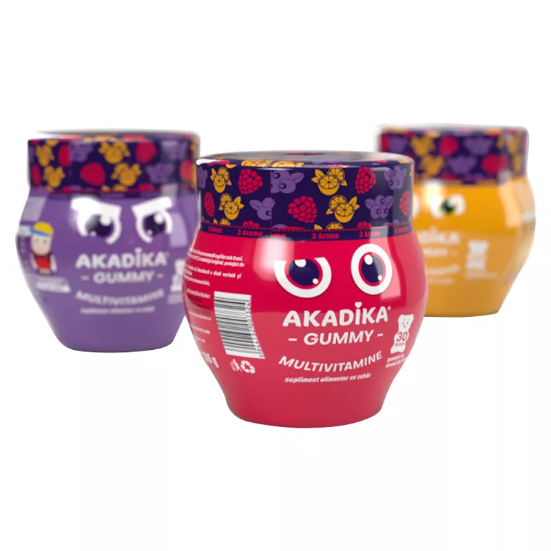FITERMAN AKADIKA GUMMY MULTIVITAMINE 3 AROME X 30 BUC, [],axafarm.ro