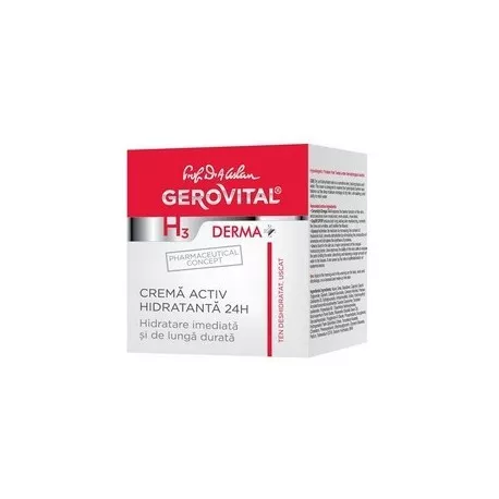 GEROVITAL H3 DERMA+ CREMA ACTIV HIDRATANTA 24H 50ML CUT, [],axafarm.ro