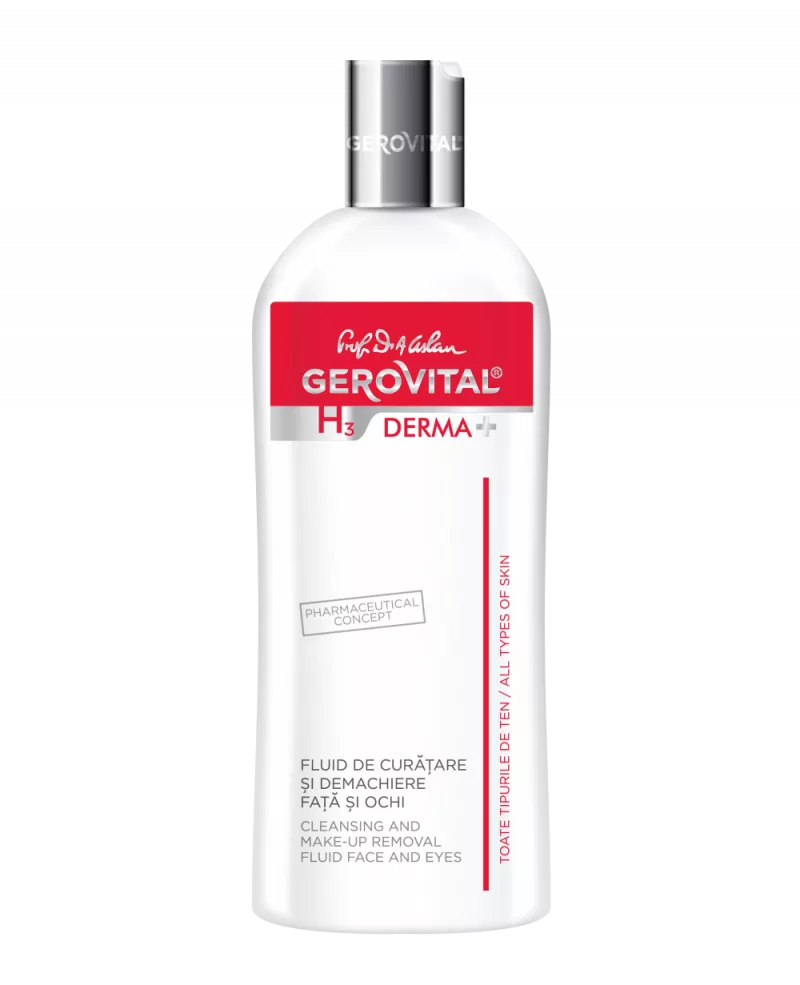 GEROVITAL H3 DERMA+ FLUID DE CURATARE SI DEMACHIERE FATA SI OCHI 200ML, [],axafarm.ro